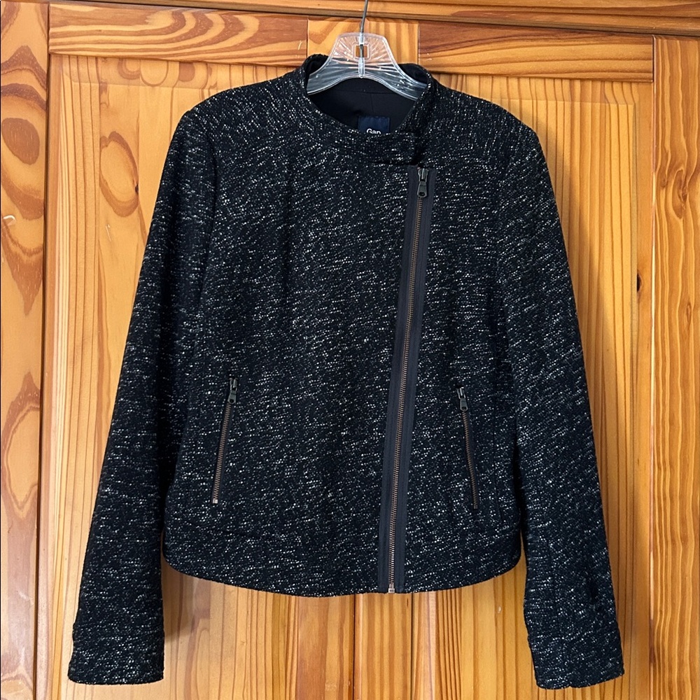 GAP Women's Black and Gray Textured Blazer